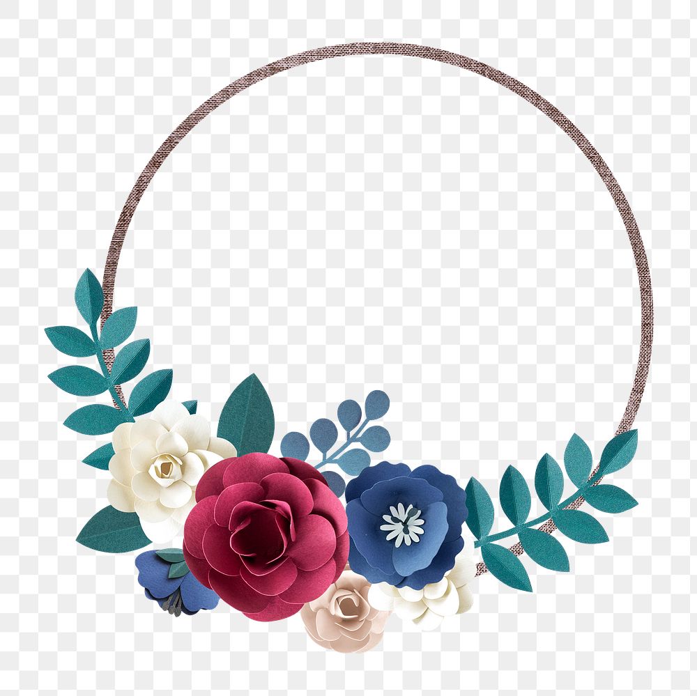 Flower frame png element, transparent background