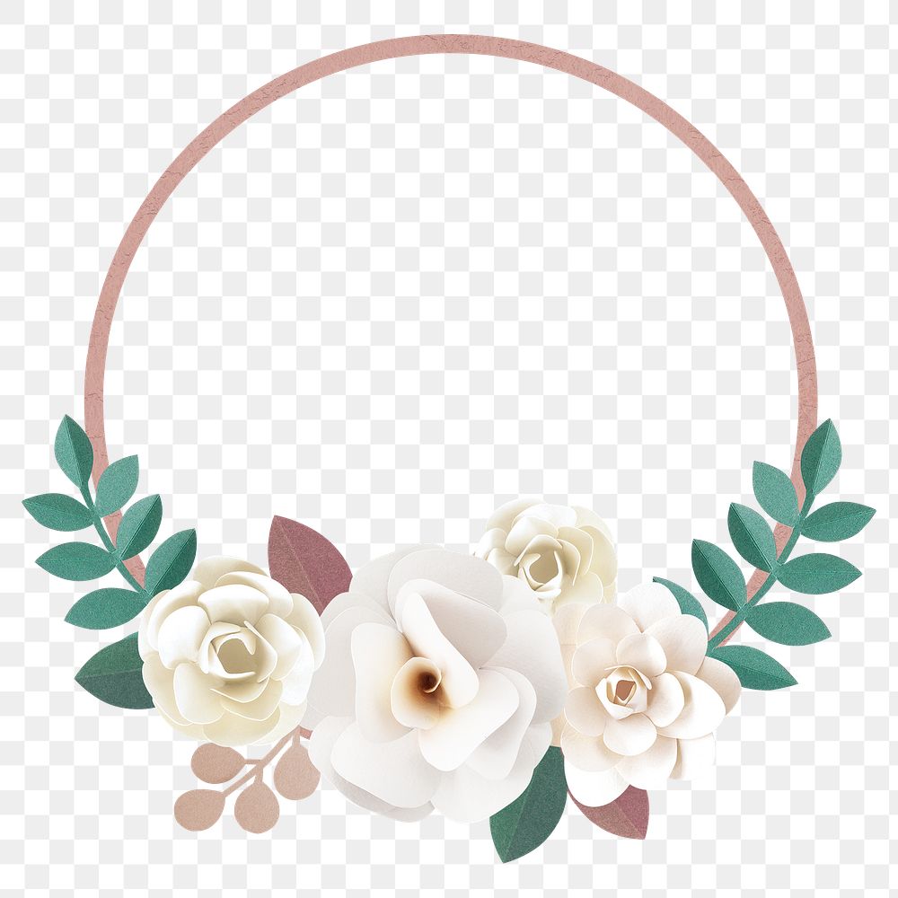 Flower frame png element, transparent background