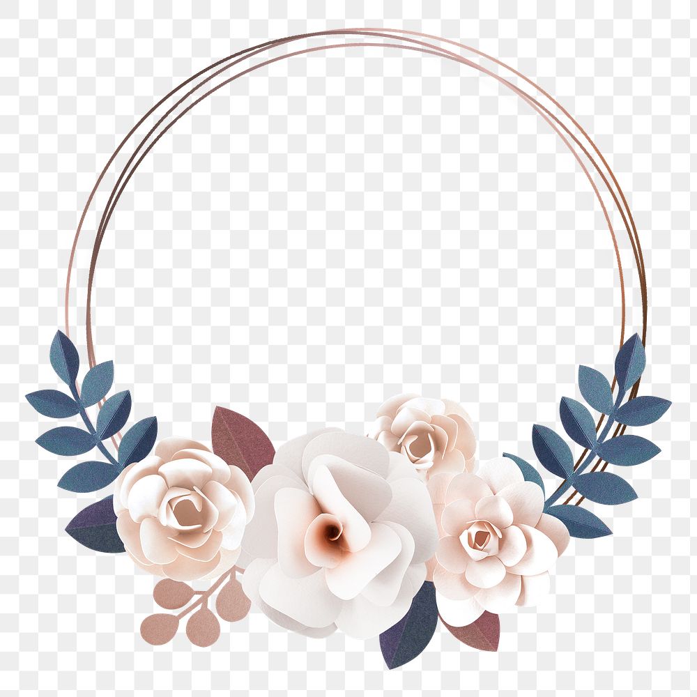 Flower frame png element, transparent background