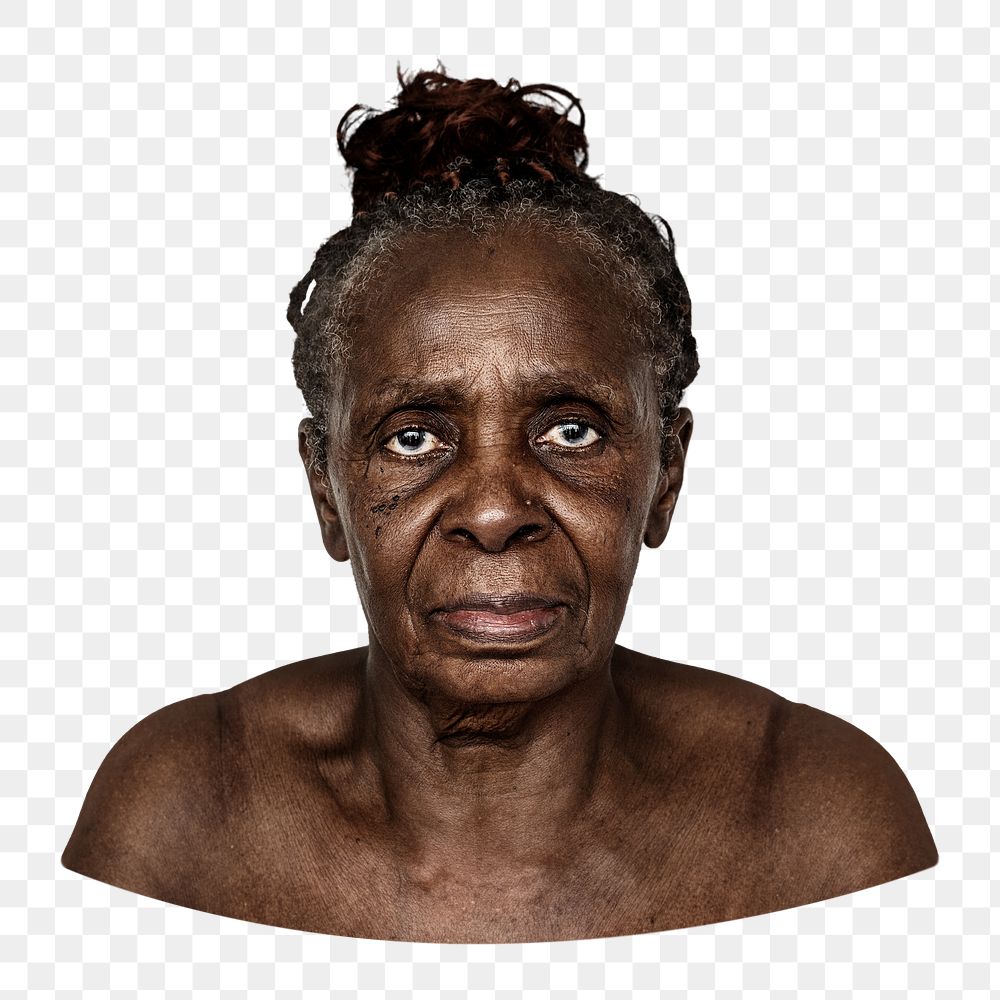 PNG senior African woman, collage element, transparent background