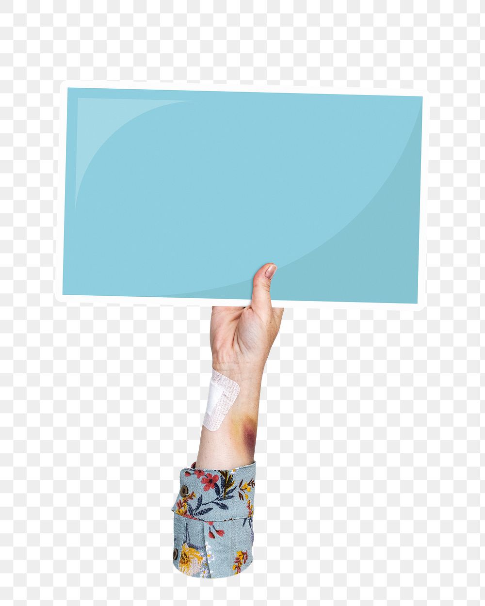Hand holding png sign sticker, transparent background