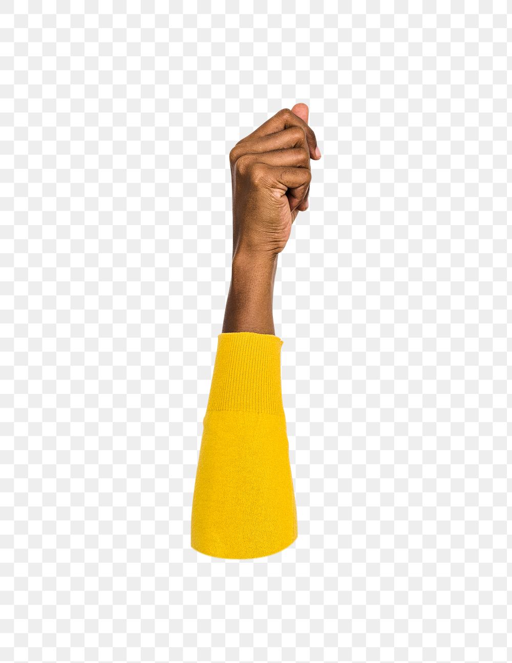 Raised fist png hand sign, transparent background