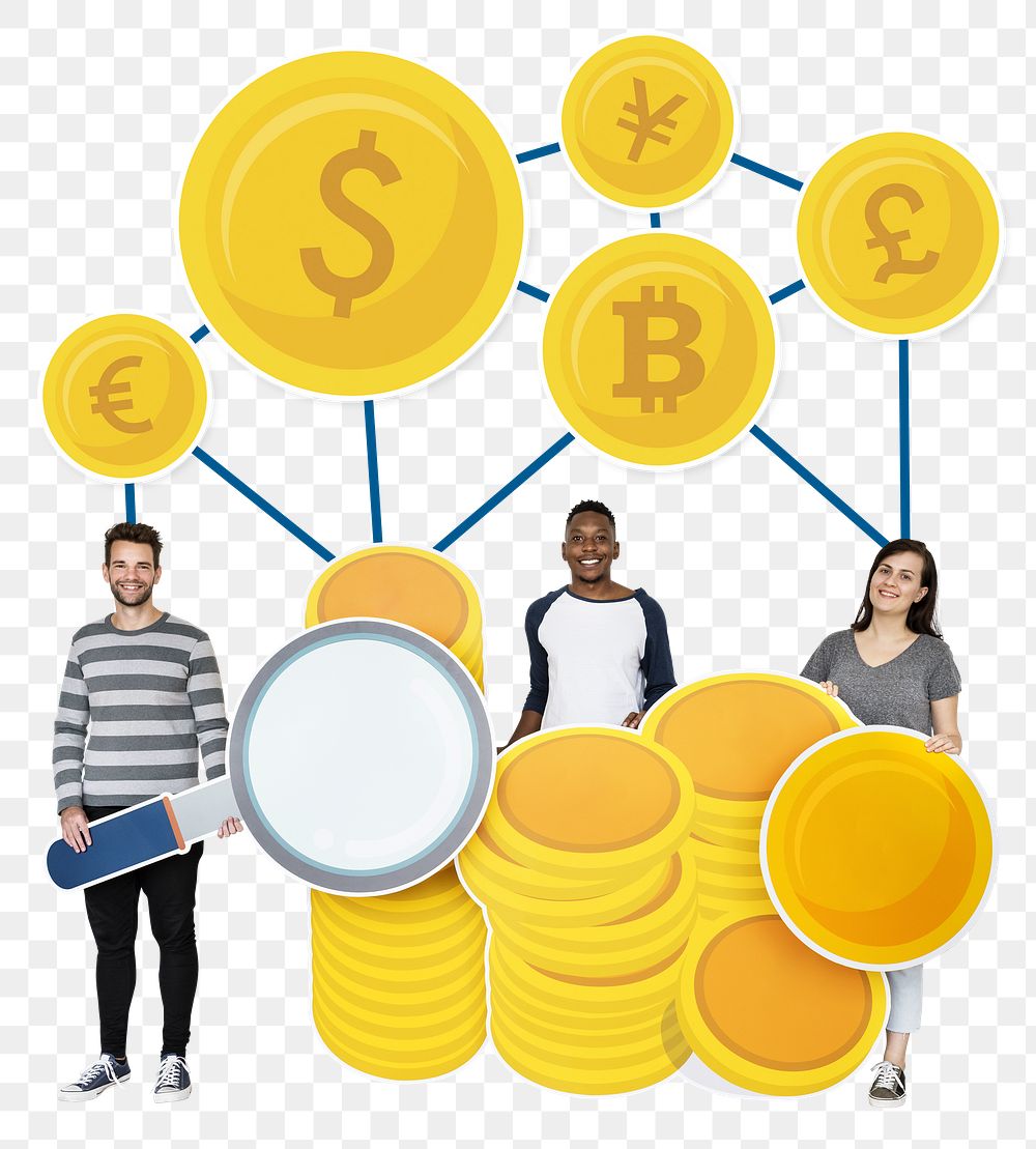 Currency exchange png people, transparent background