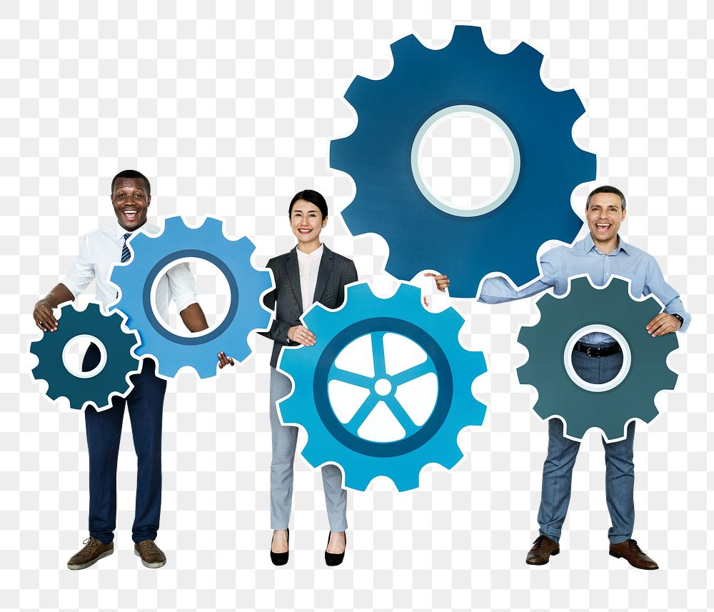 Business gears png element, transparent background