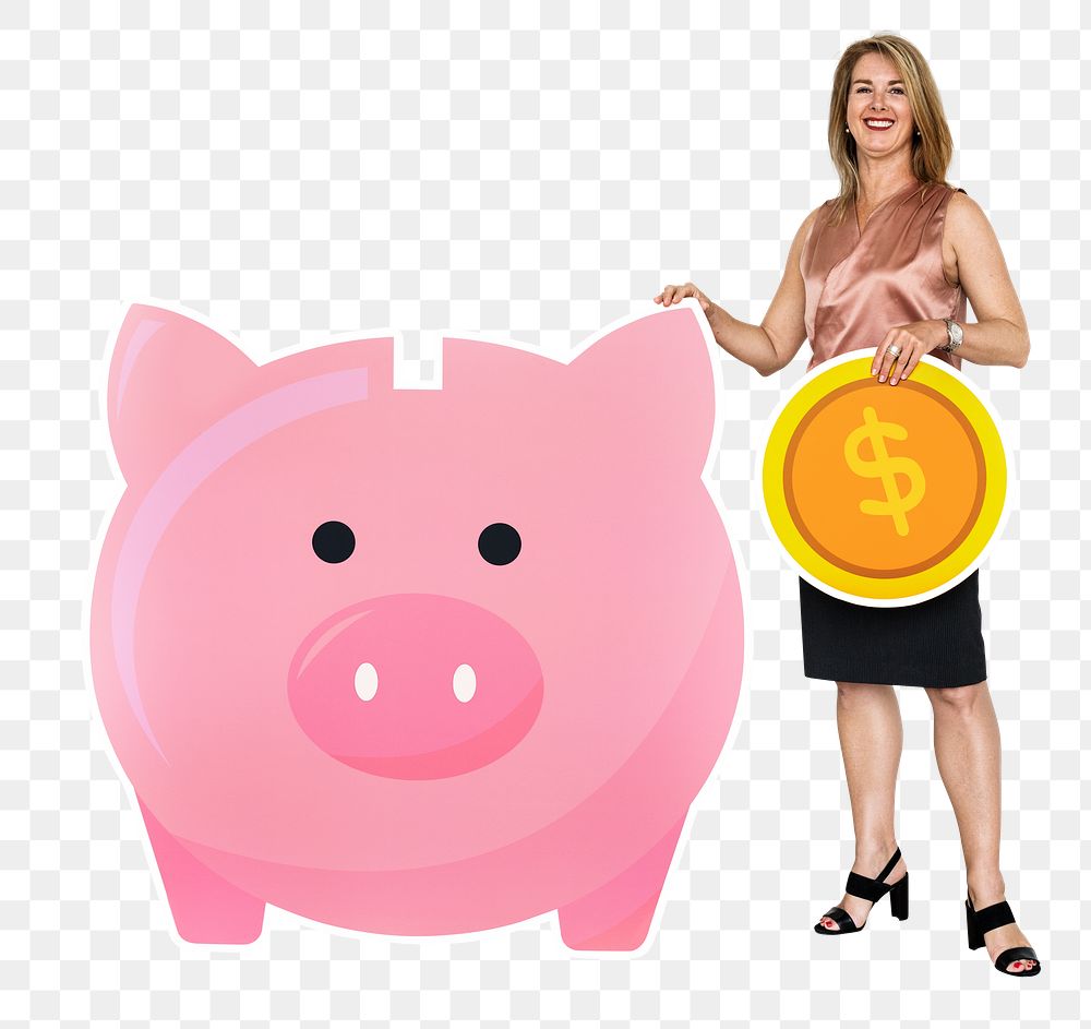 Piggy bank png element, transparent background