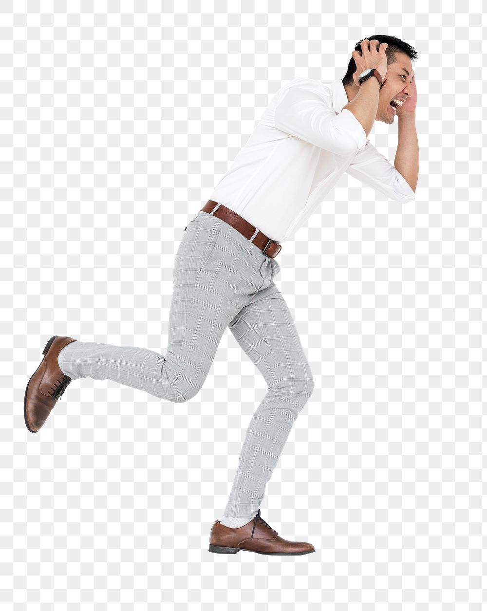 Stressed businessman png element, transparent background