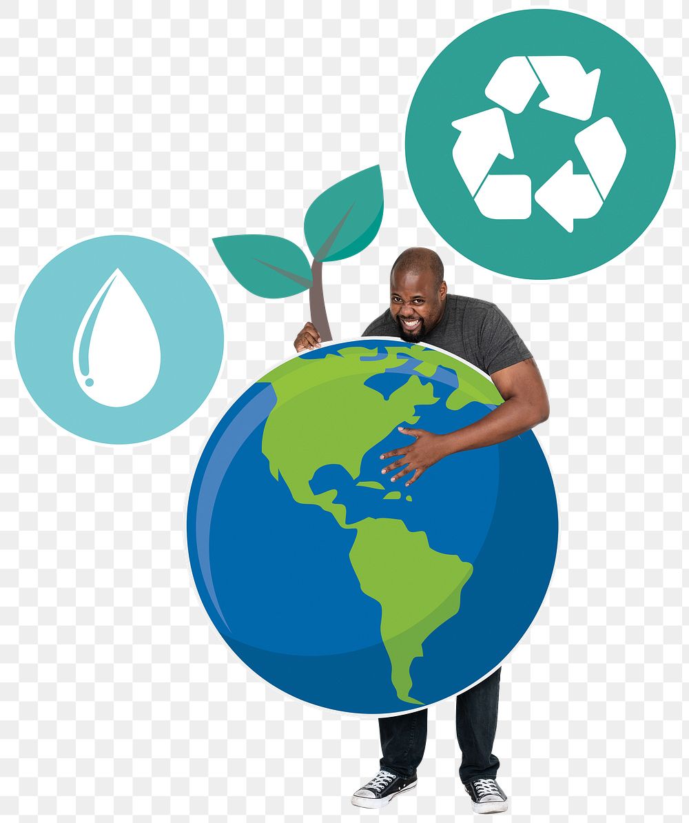 Save Earth png element, transparent background