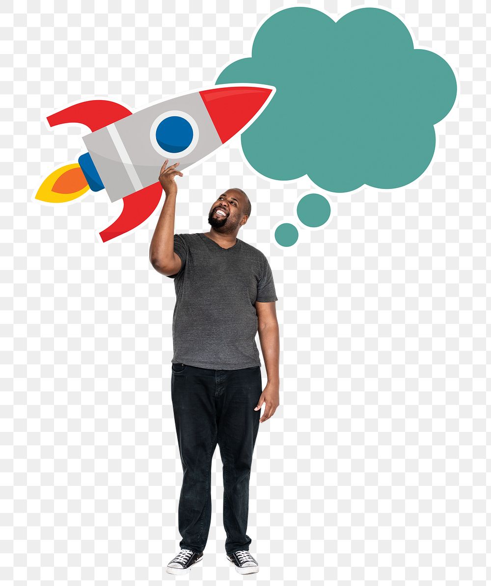 Startup rocket png element, transparent background