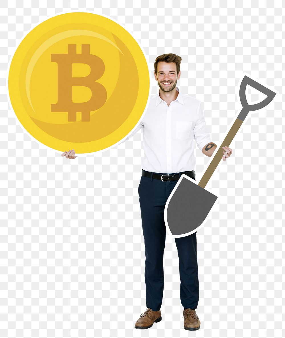 Bitcoin png element, transparent background