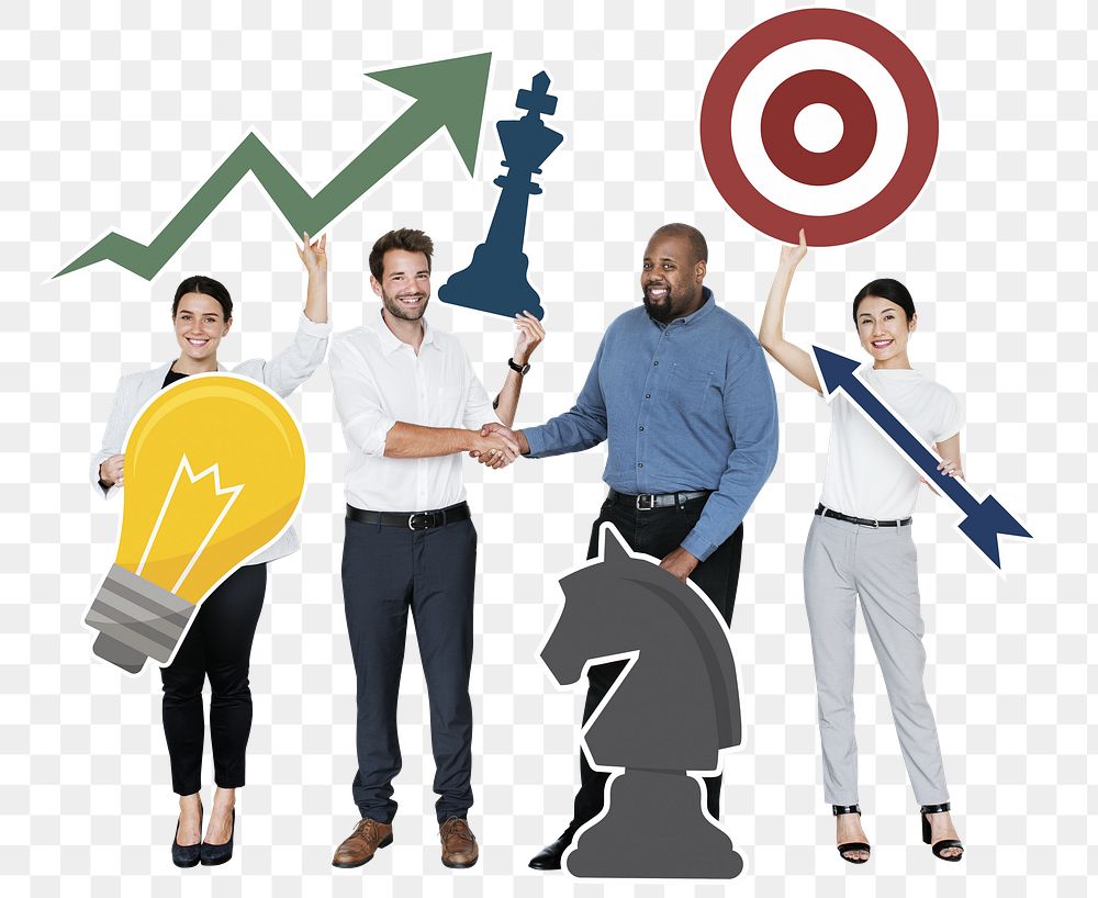 Successful business team png element, transparent background