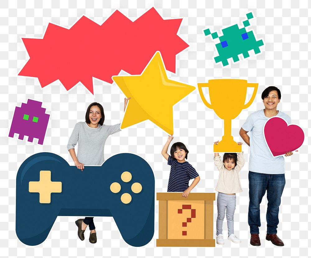 Game family png element, transparent background