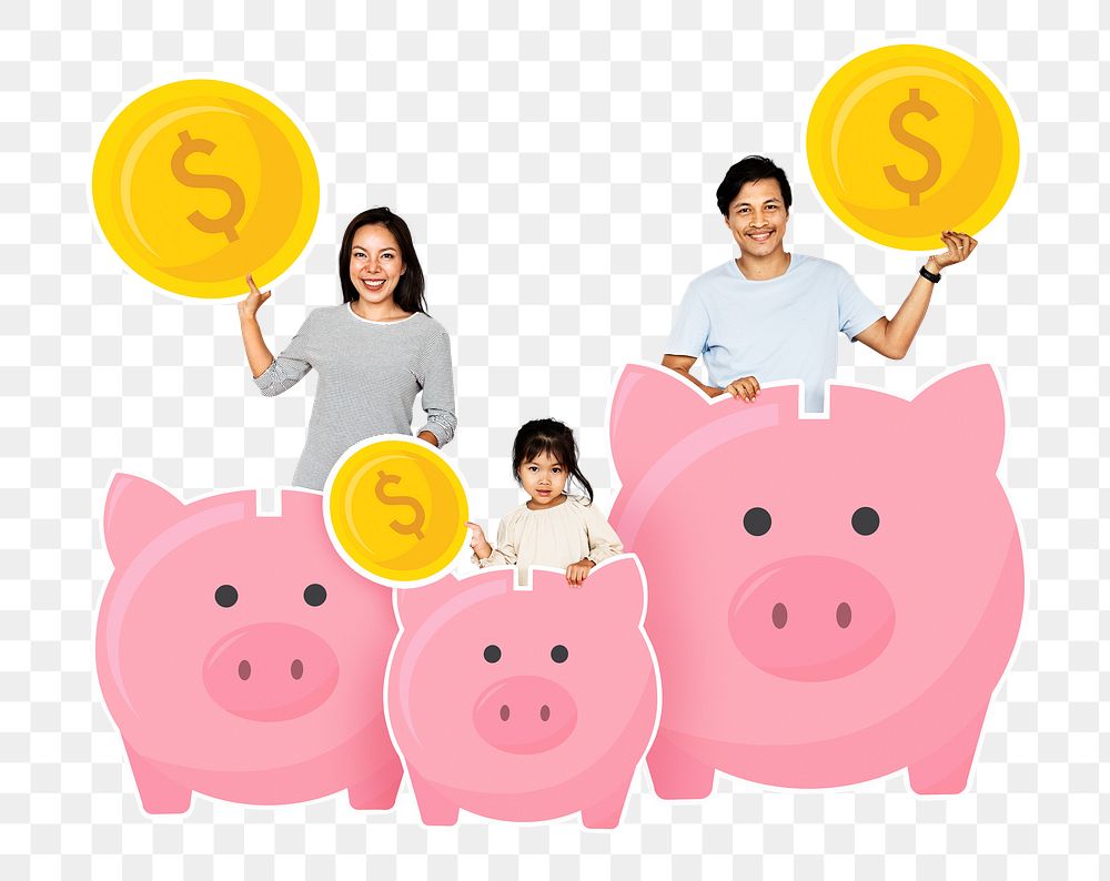 Family finance png element, transparent background