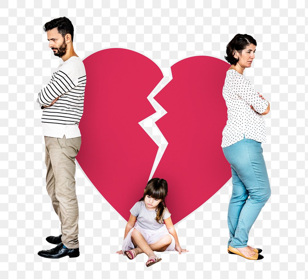 Divorced family png element, transparent background