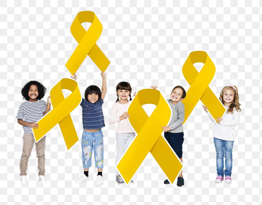 Kids yellow ribbon png element, transparent background