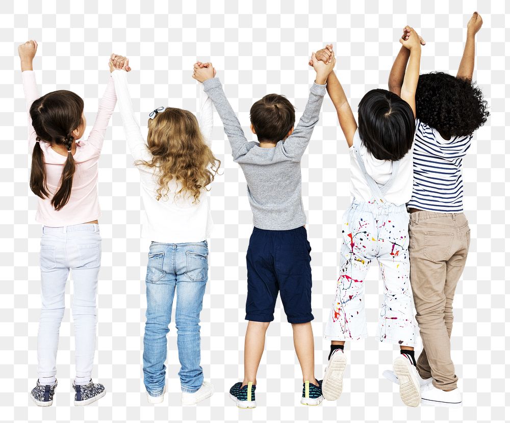 Children holding hands png, transparent background