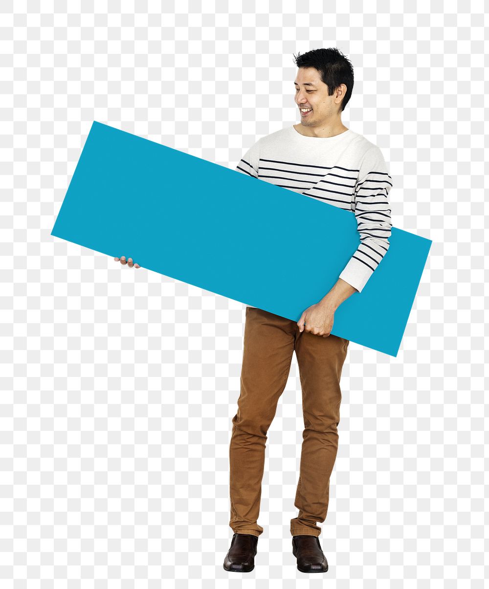 Man holding sign png element, transparent background