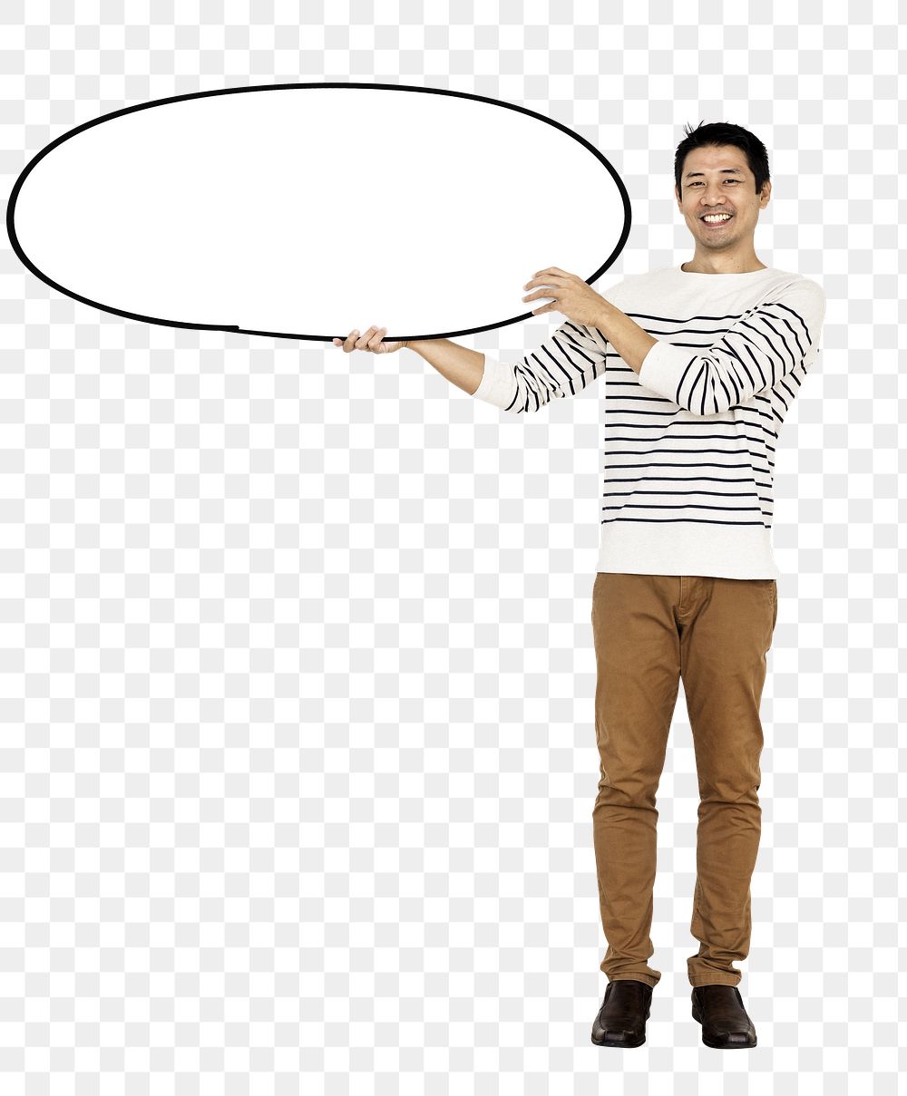 Man holding sign png element, transparent background