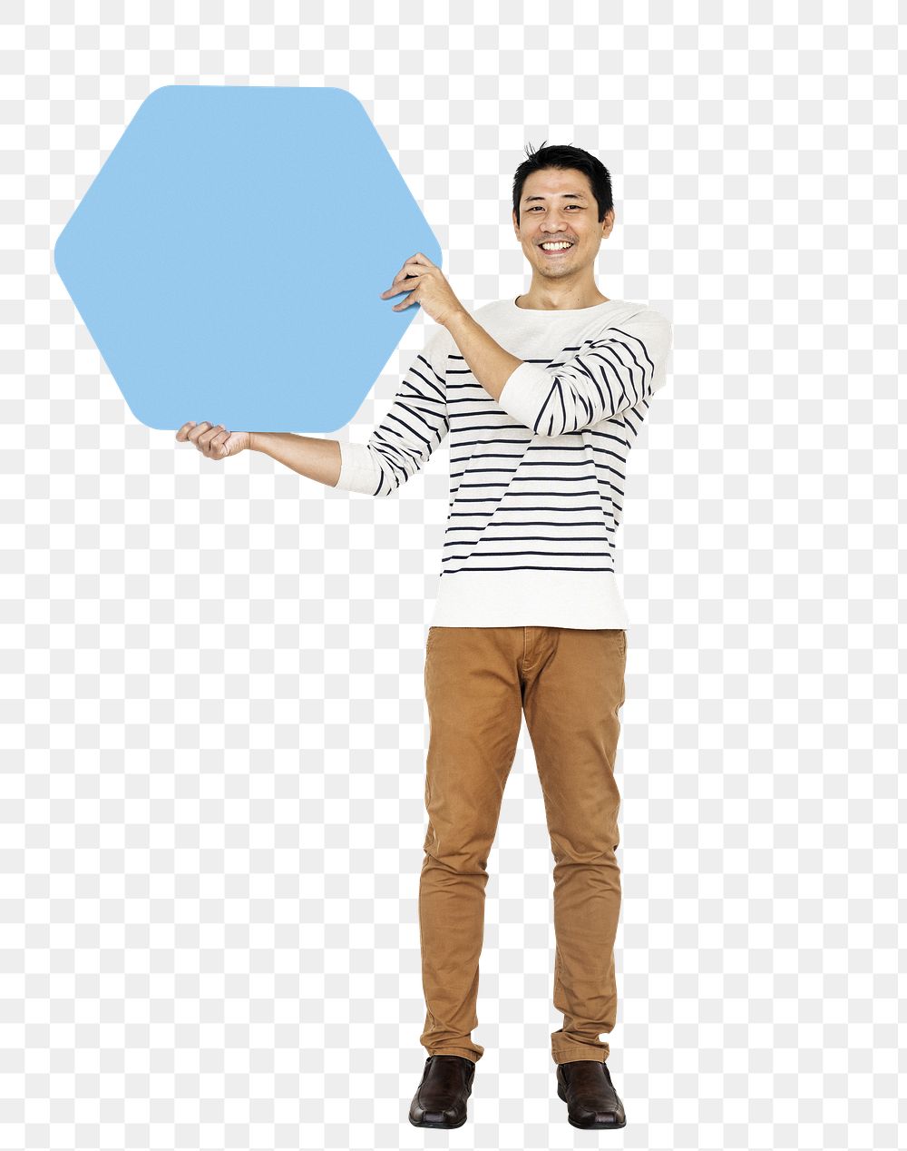 Man holding sign png element, transparent background