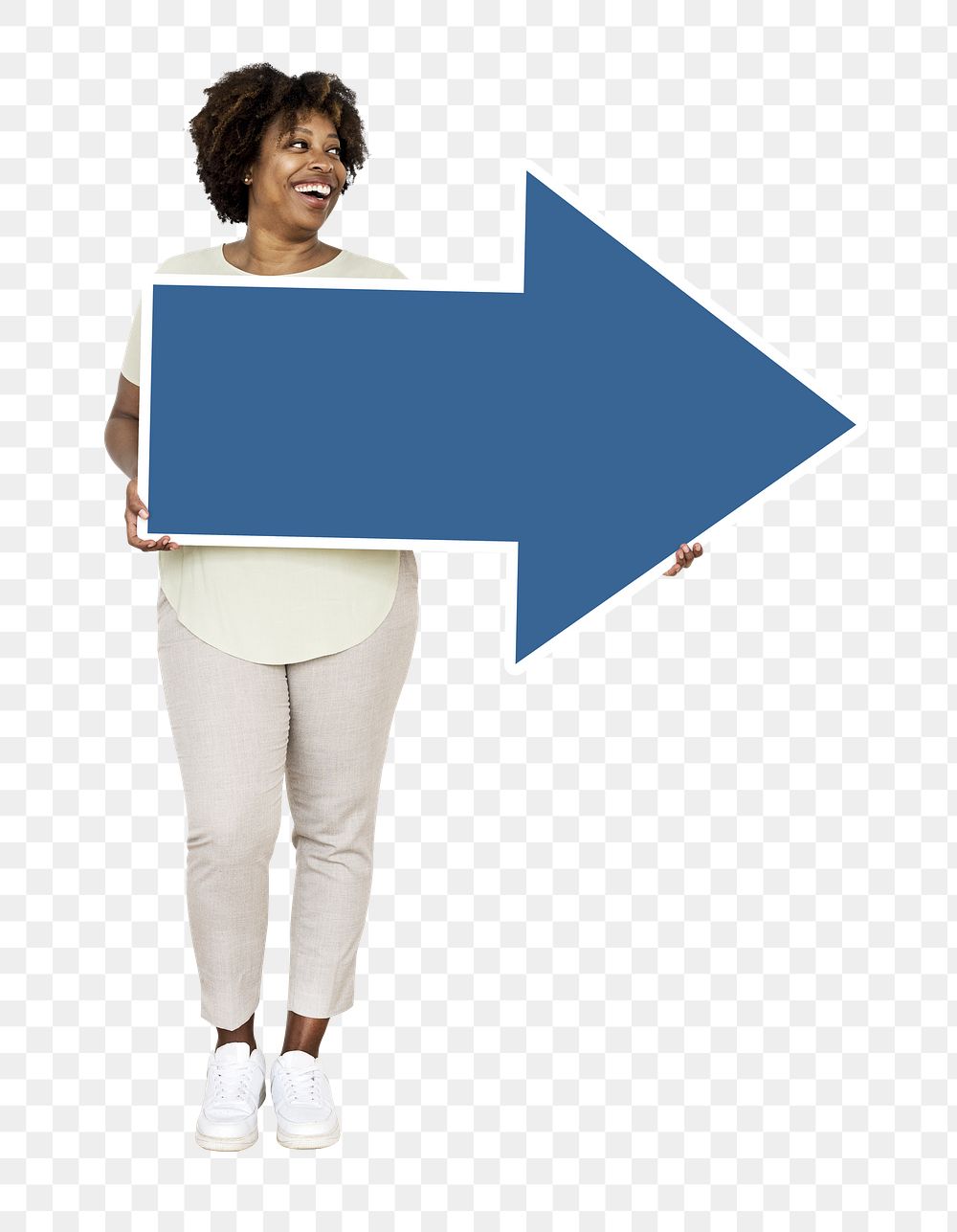 Blue arrow png element, transparent background