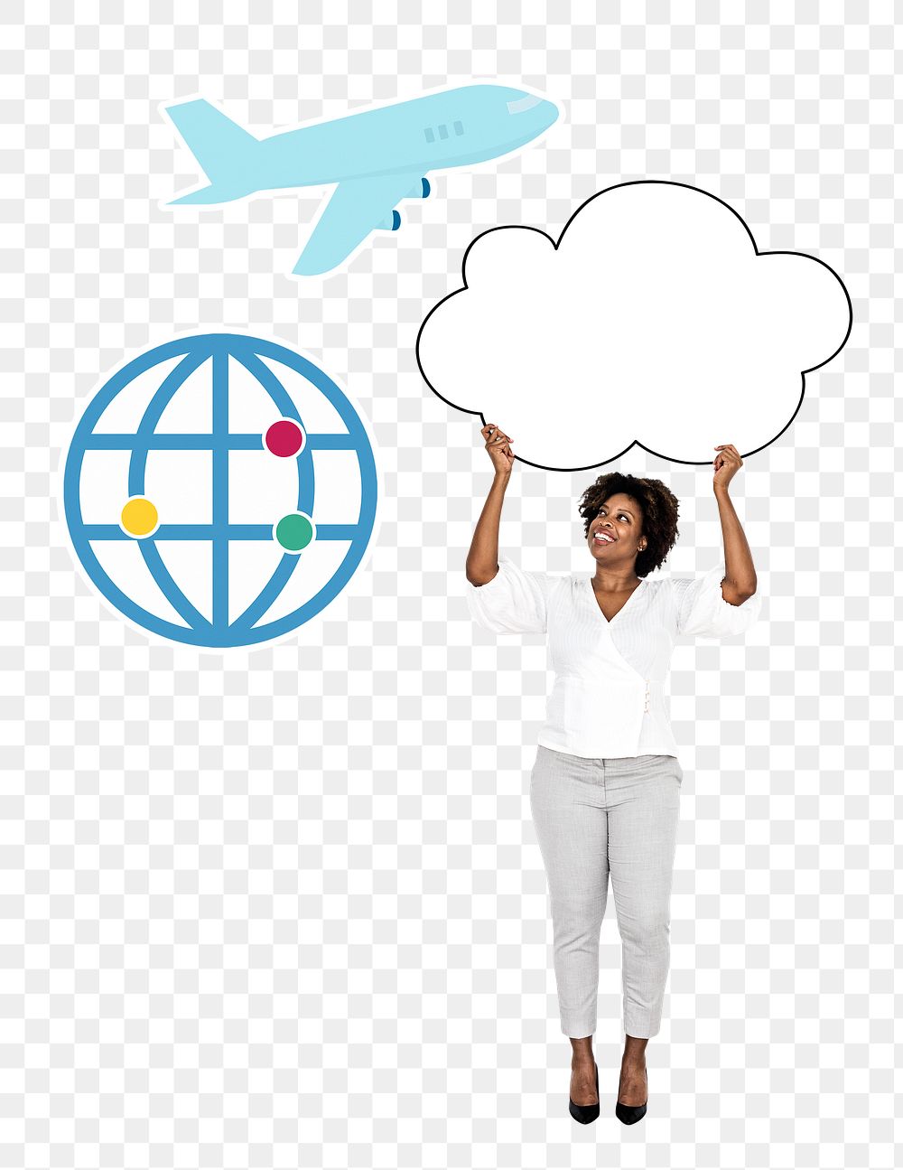 Cloud network png element, transparent background