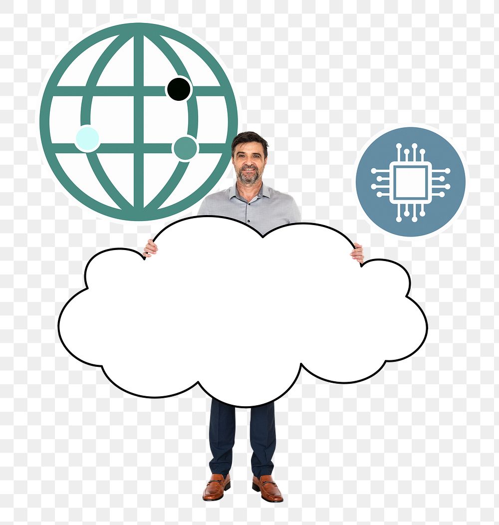 Cloud network png element, transparent background