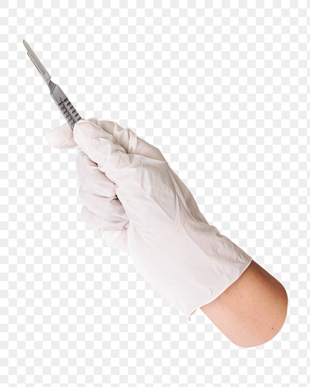 Png Gloved holding scalpel, transparent background