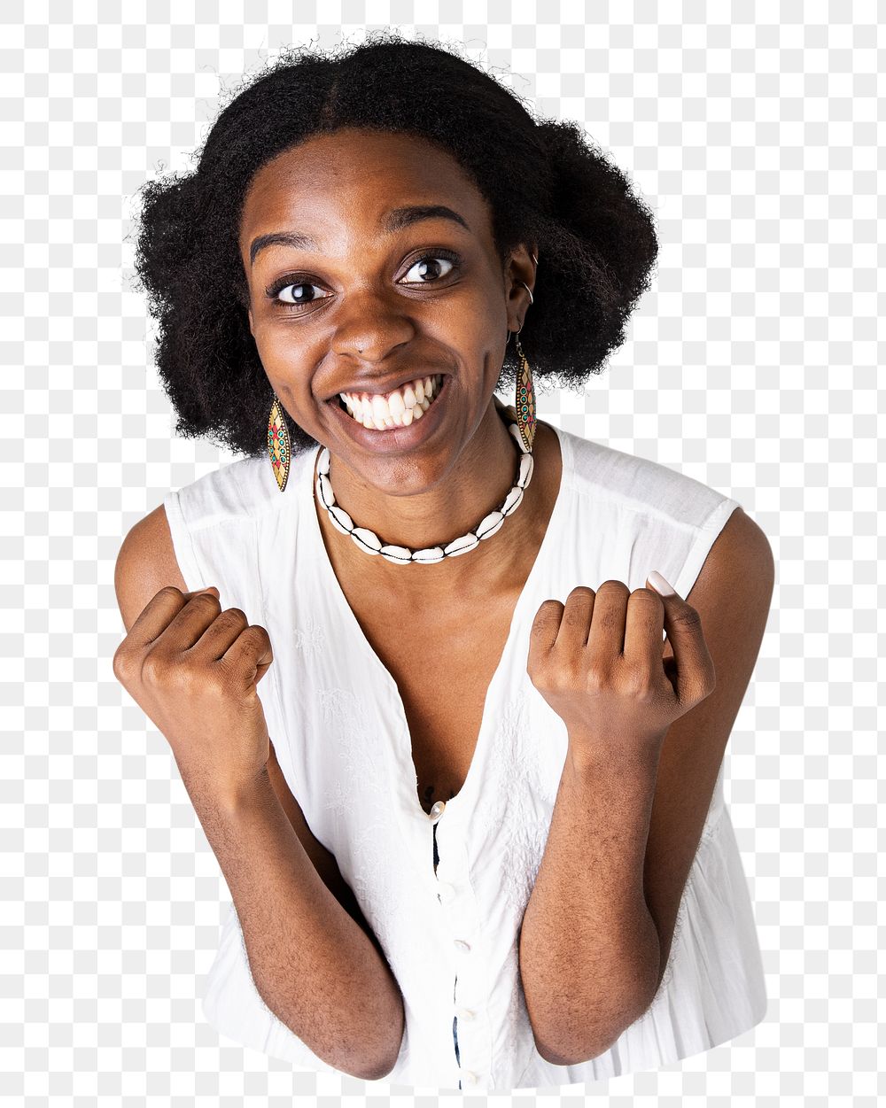 Happy young woman png element, transparent background