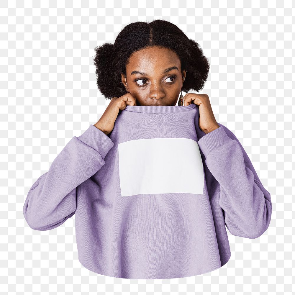 Black woman png pullover sticker, transparent background