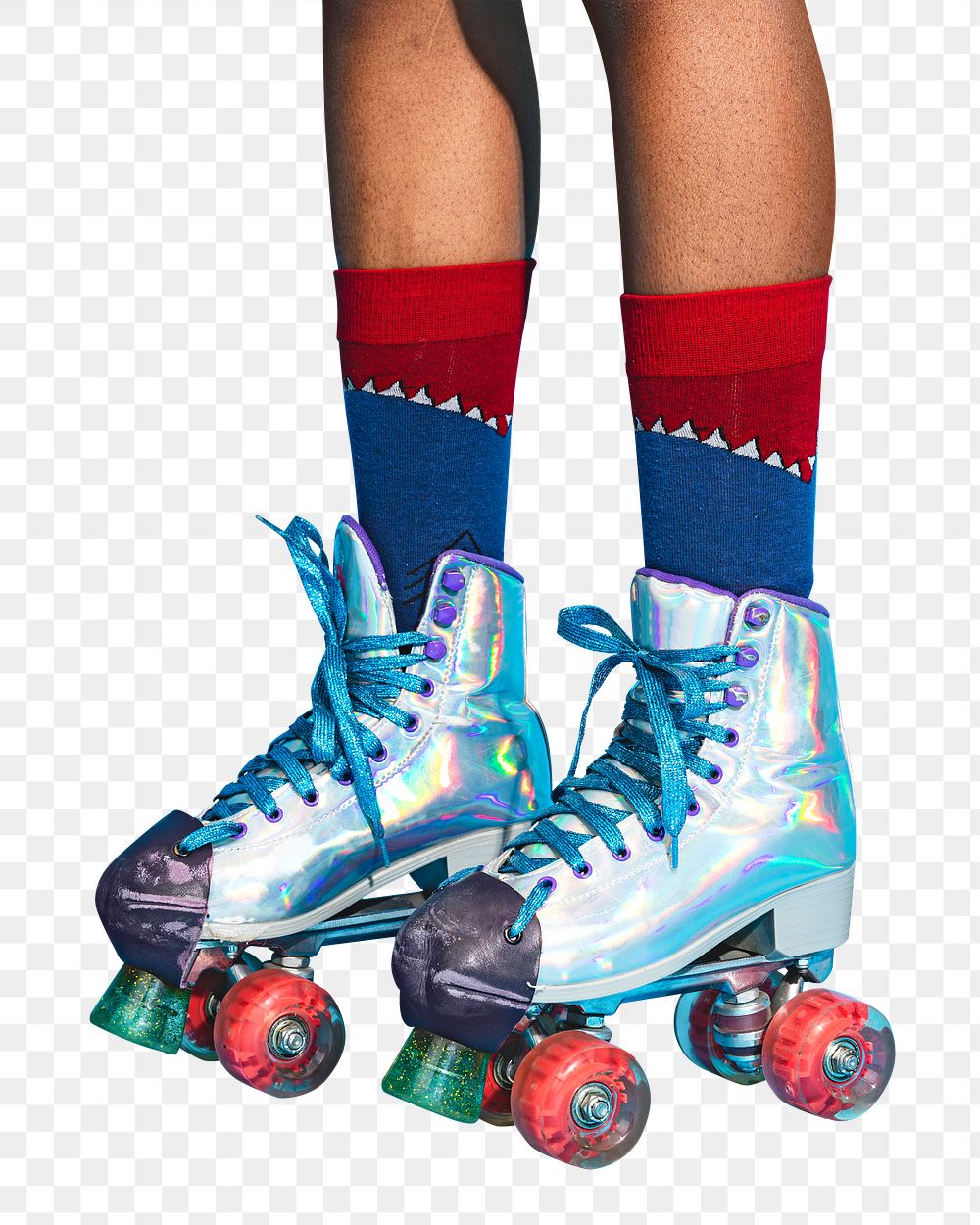 PNG legs in a roller skates, collage element, transparent background