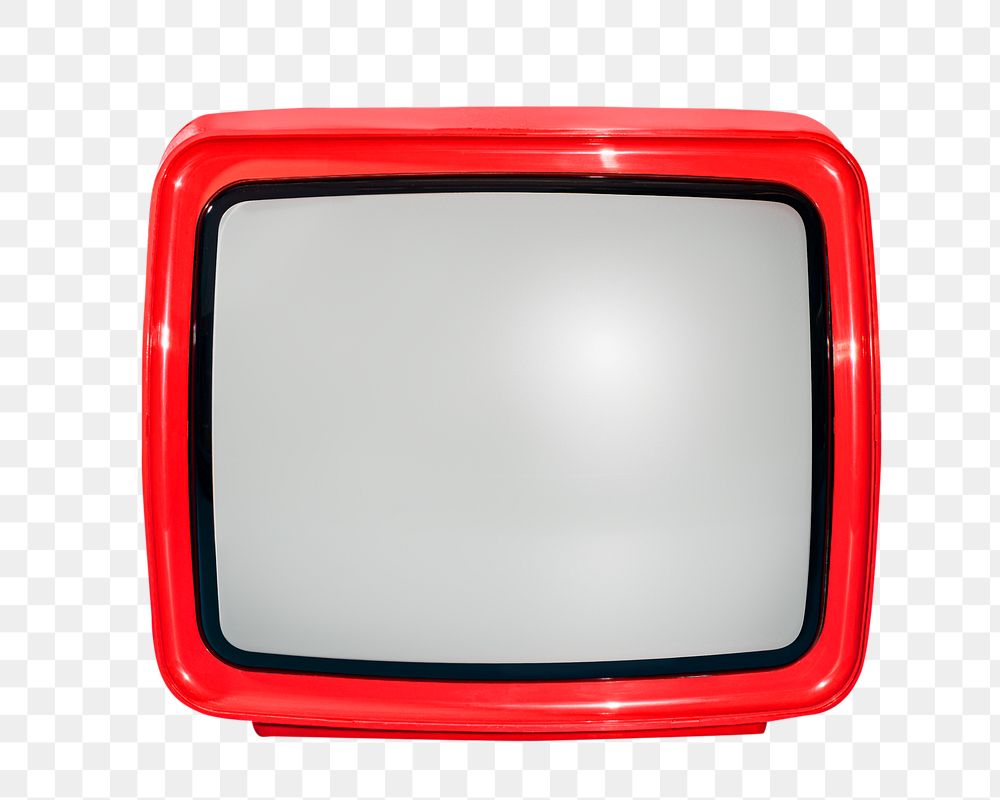 PNG old red television, collage element, transparent background