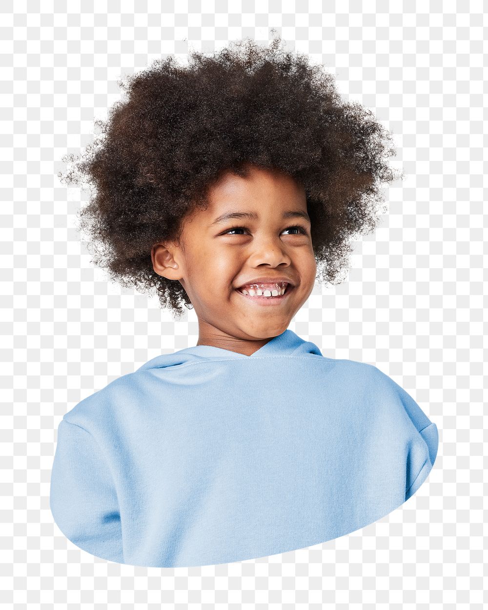 Png black boy in blue hoodie sticker, transparent background