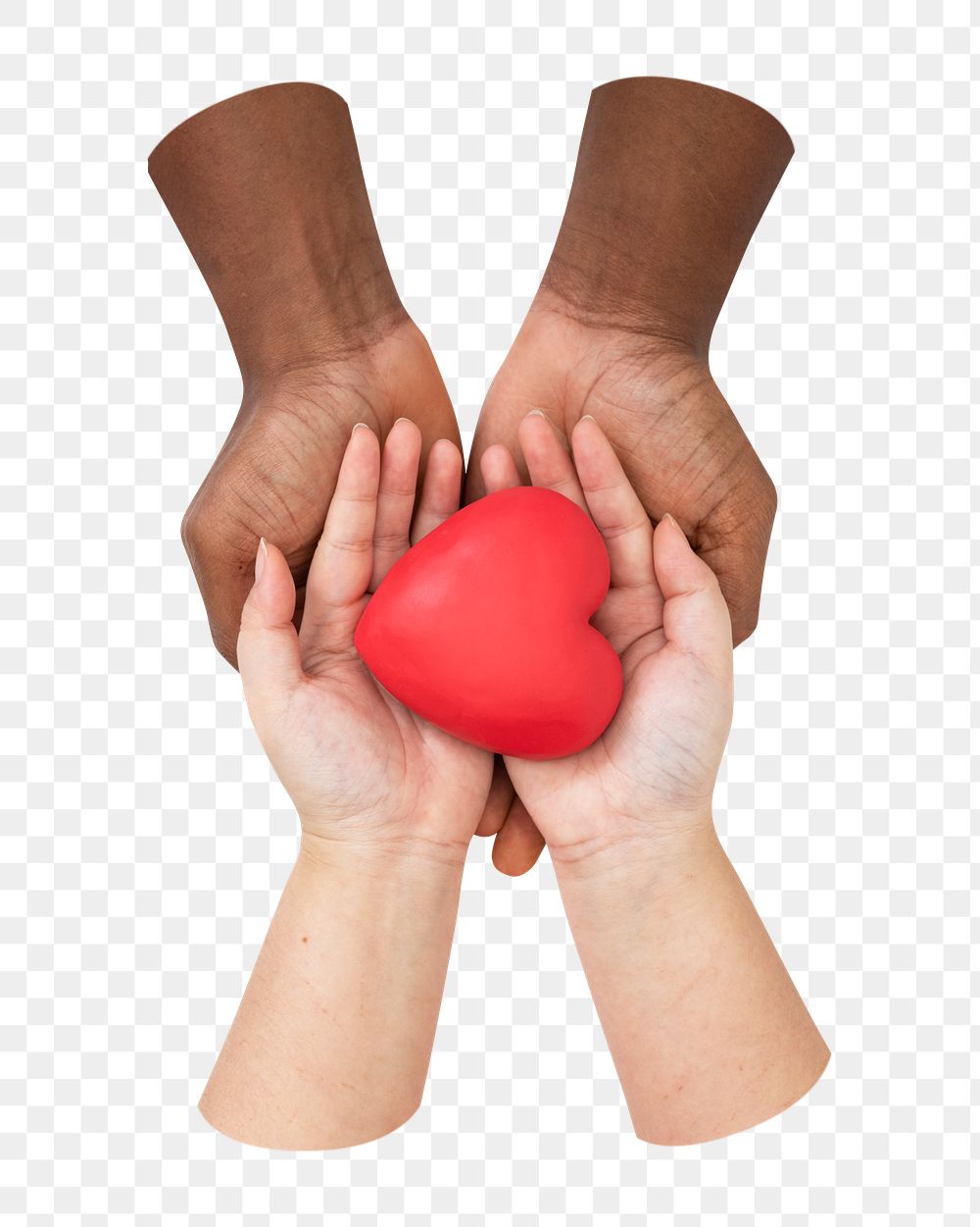 PNG Hands cupping heart with, collage element, transparent background