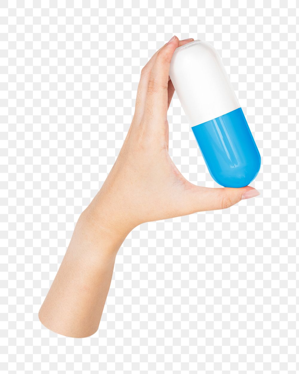 Png hand holding medicine, transparent background