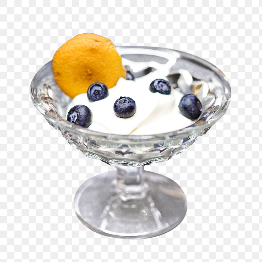 Blueberry yogurt parfait png, transparent background