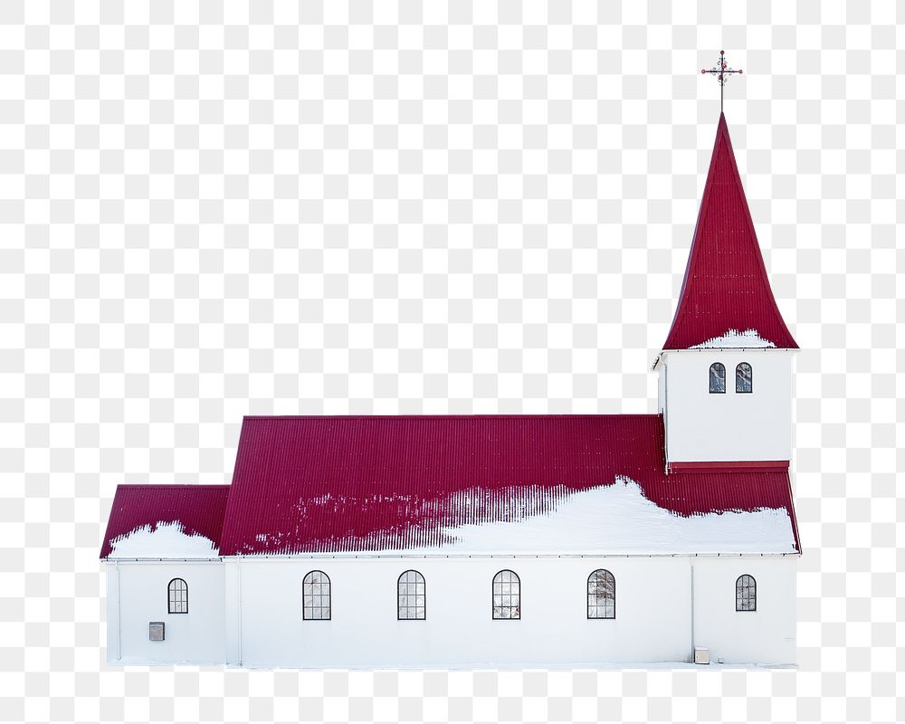 Png snowy chapel, isolated object, transparent background