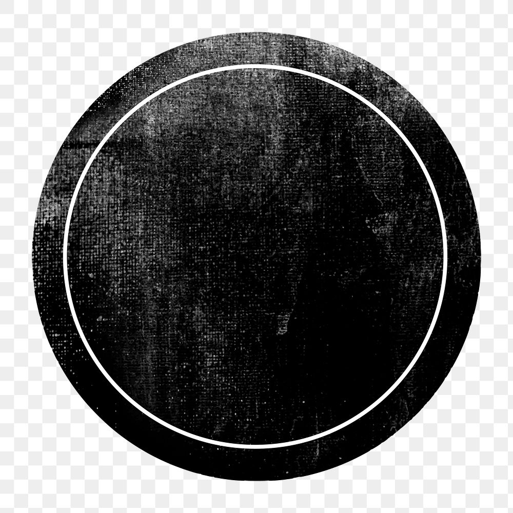 Png grunge textured round badge, transparent background