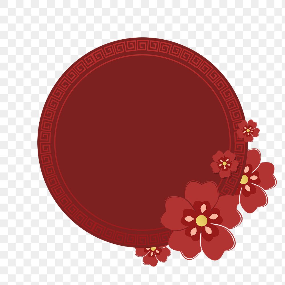 Chinese flower png badge, transparent background