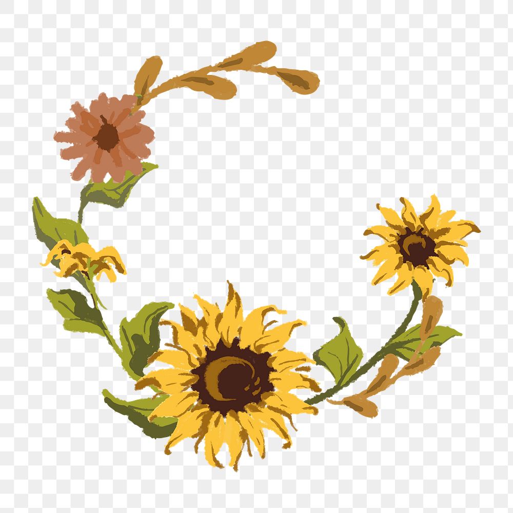 Sunflower png frame, transparent background