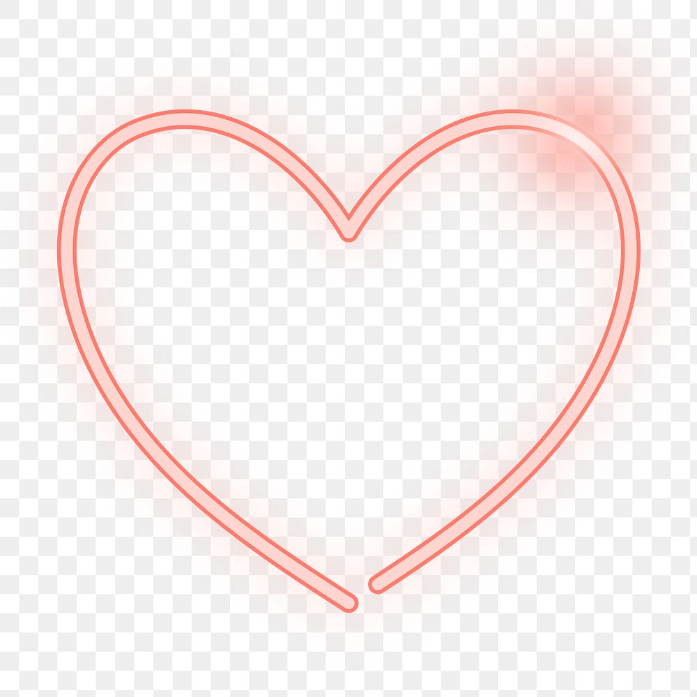 Png red neon love element, transparent background