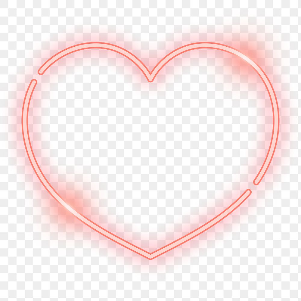 Png red neon love element, transparent background