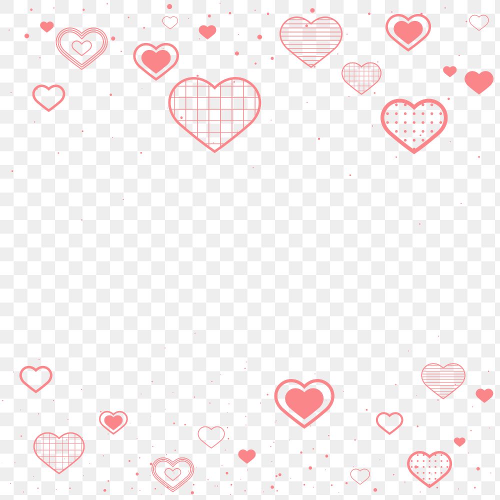 Valentine’s day png border, transparent background