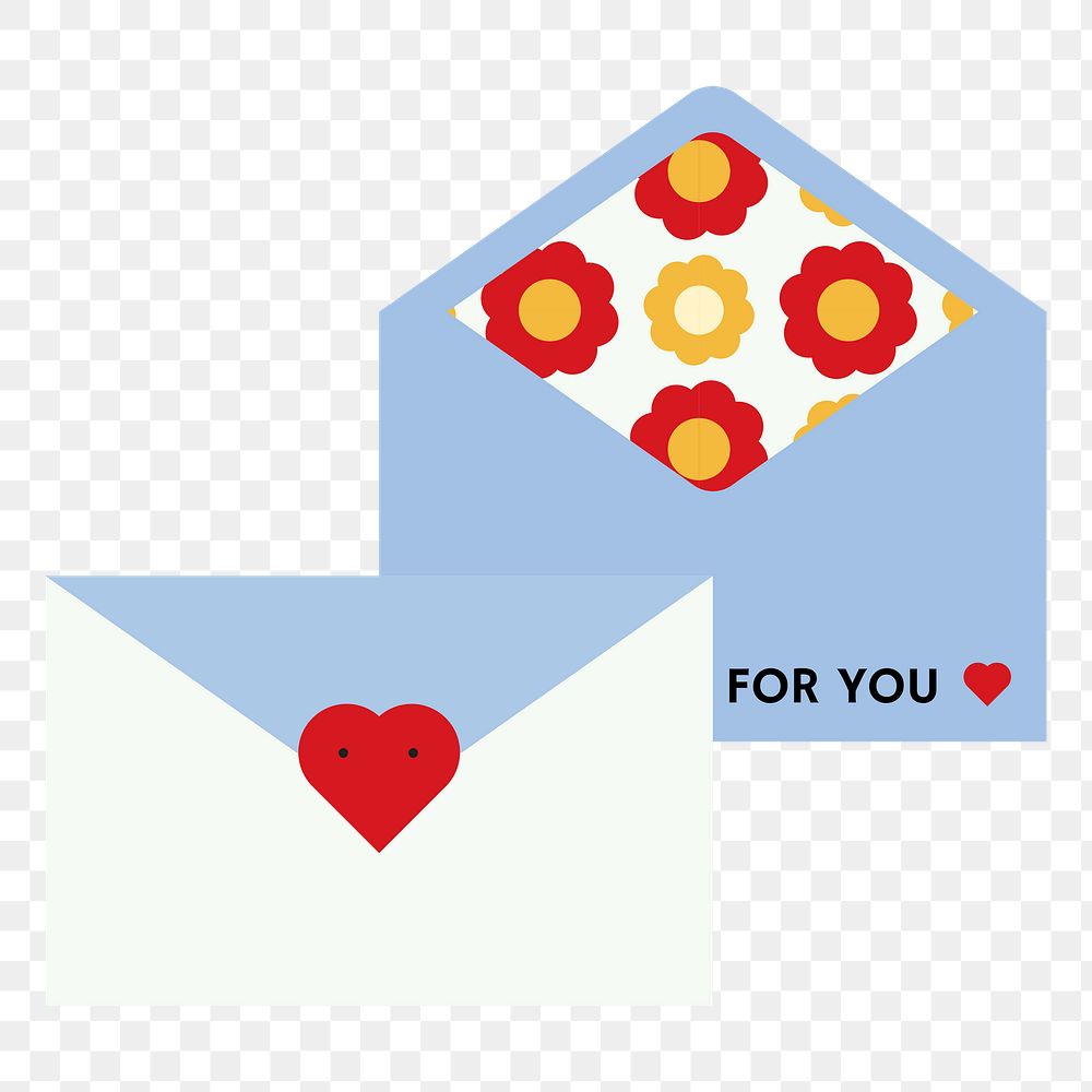 Png valentine's day envelop sticker, transparent background