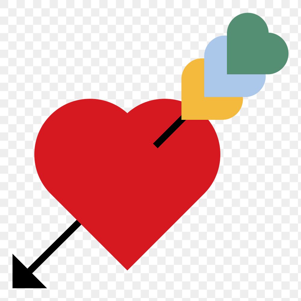 Png arrow through heart sticker, transparent background