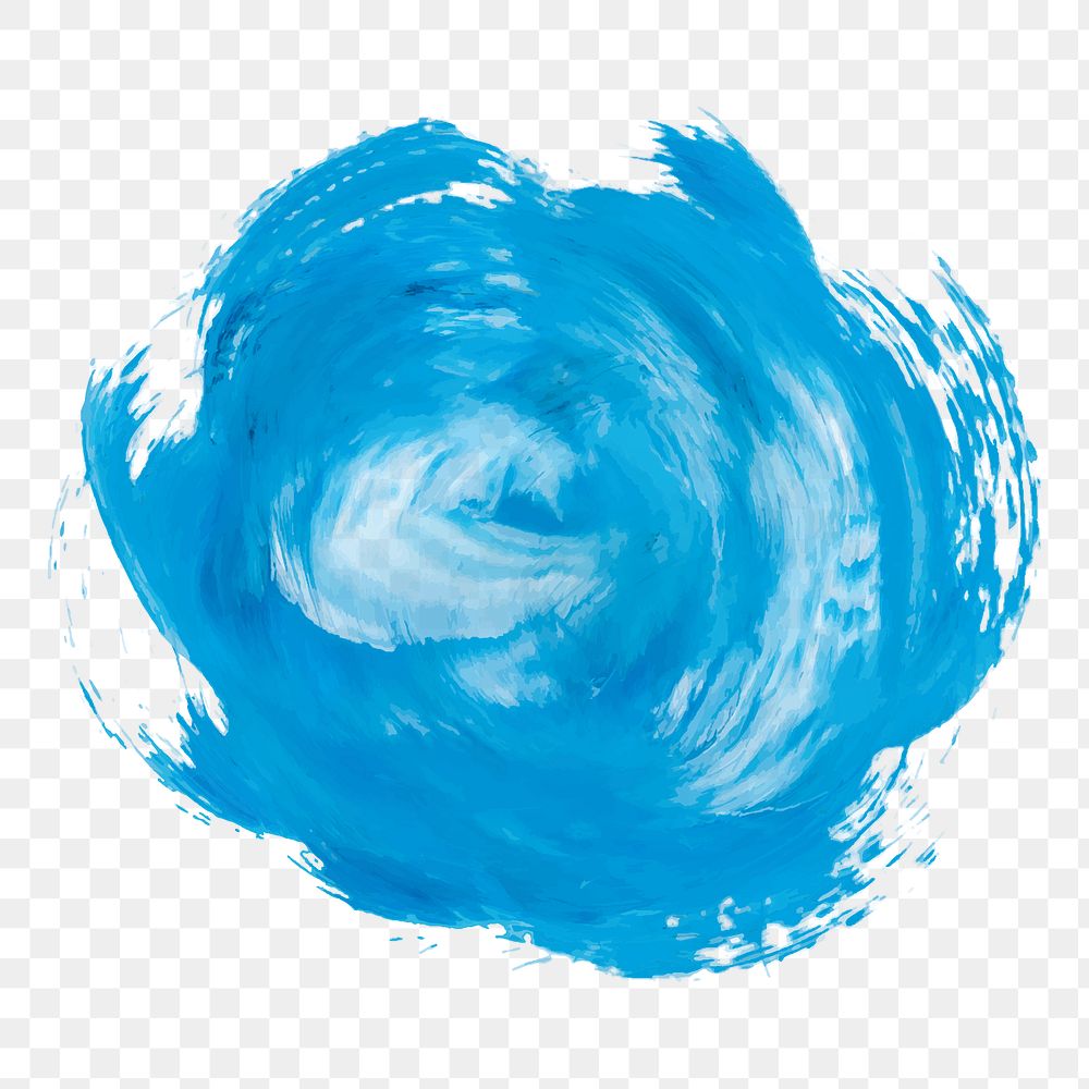 Png blue swirl paint element, transparent background