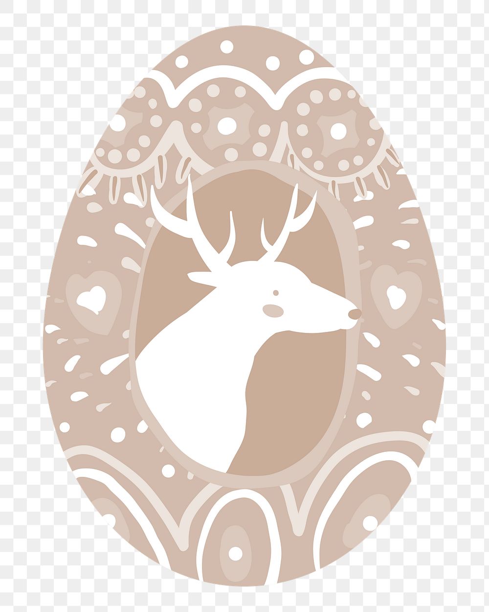 Png brown deer easter egg illustration, transparent background