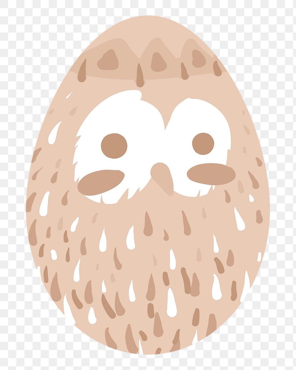 Png brown owl easter egg illustration, transparent background