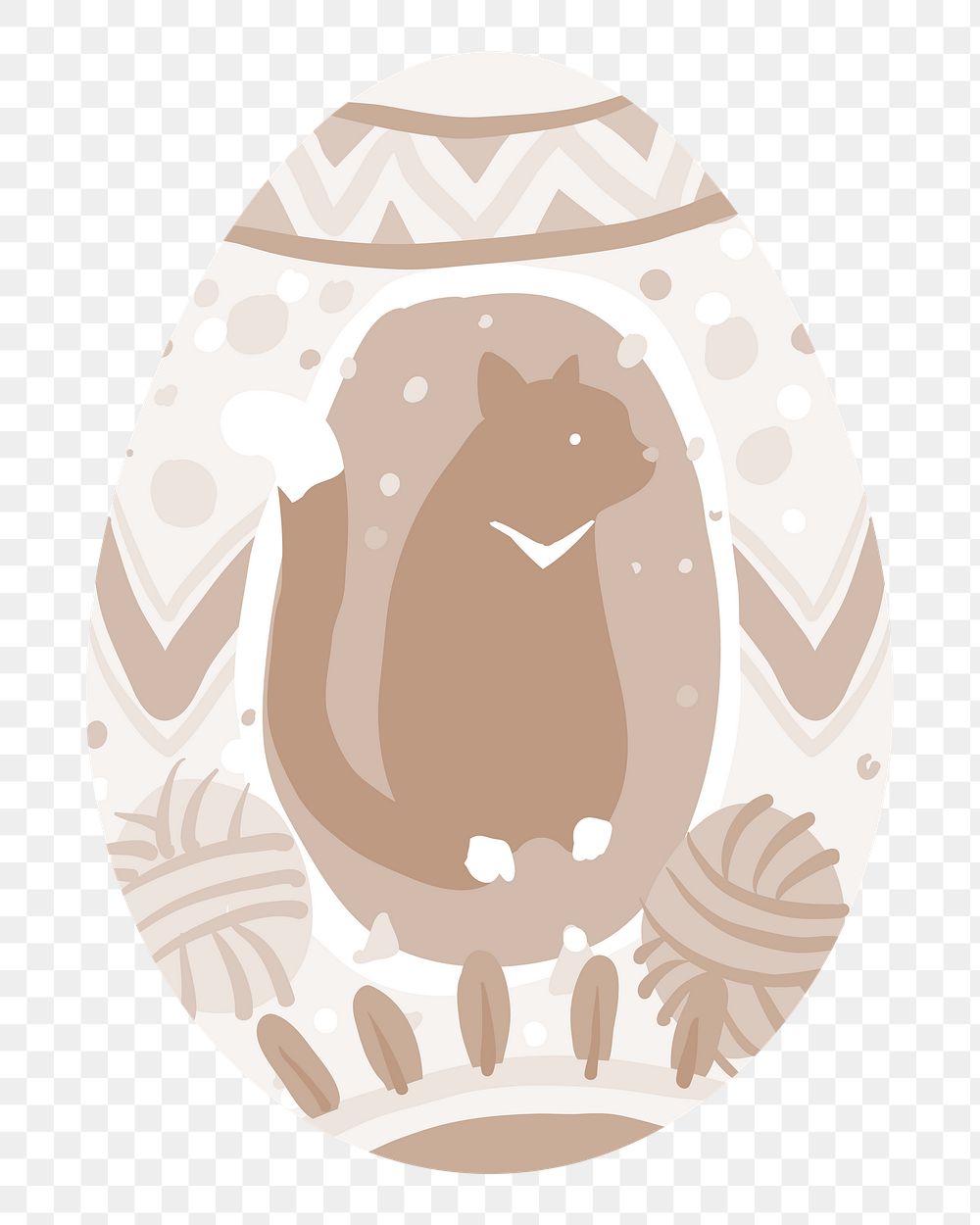 Png brown cat easter egg illustration, transparent background