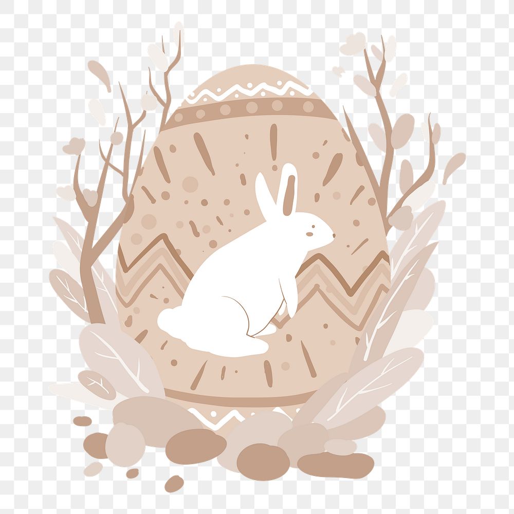 Png brown rabbit easter illustration, transparent background