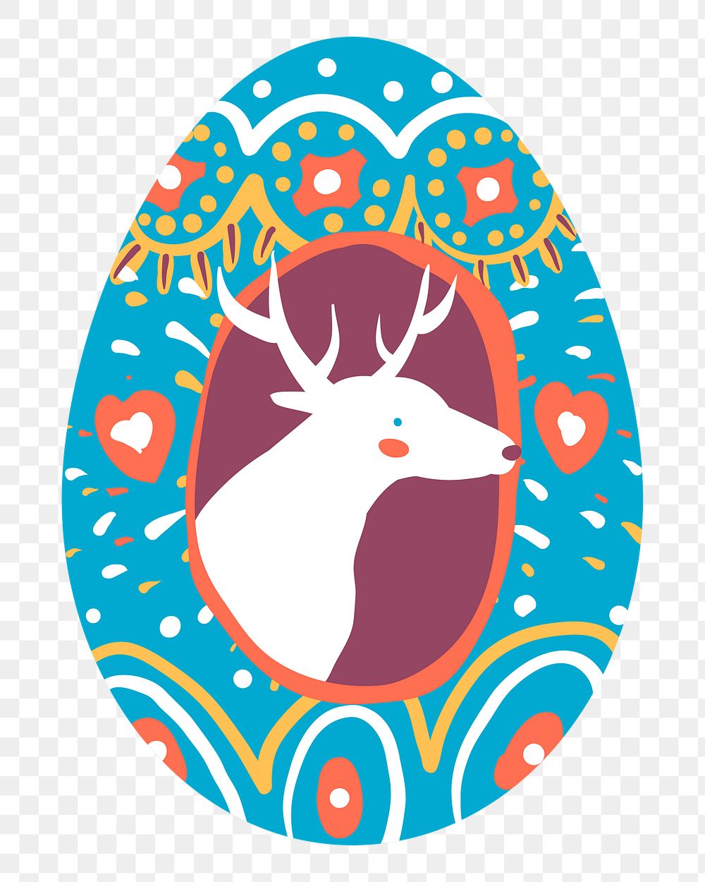 Png deer easter egg sticker, transparent background