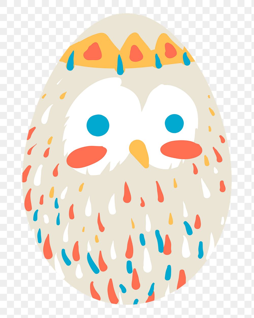 Png owl easter egg sticker, transparent background